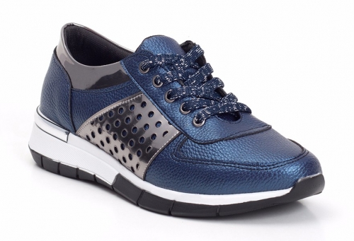 Lacivert Deri Spor Ayakkabı