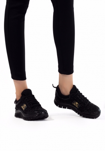 Siyah Desenli Bayan Spor Ayakkabı